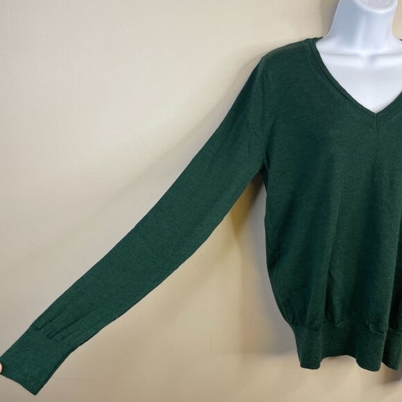 Banana Republic Preppy Indie Academia Sweater Medium Forest Merino Wool Layering - Picture 3 of 9